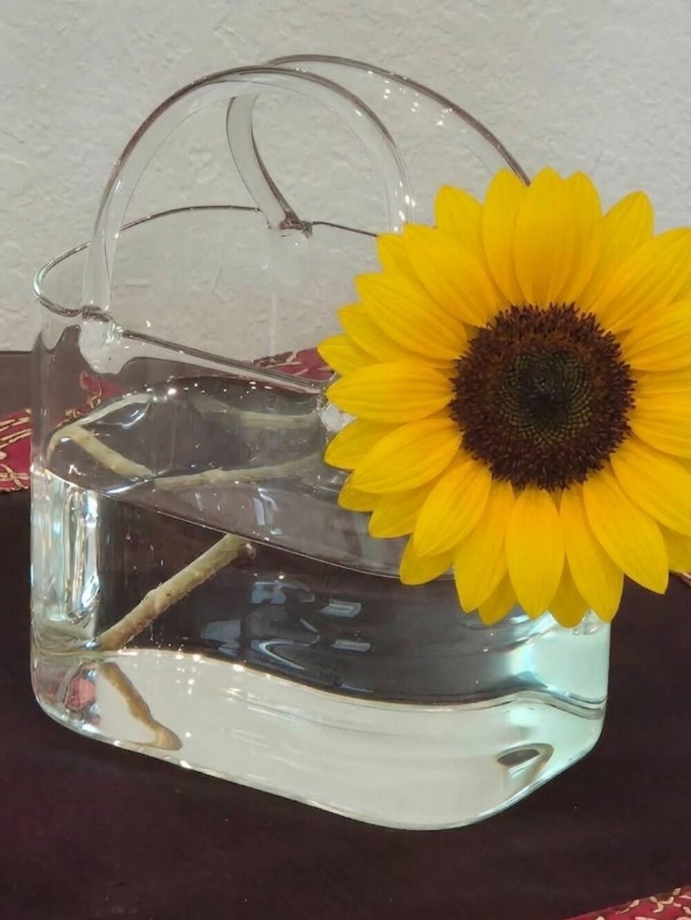 1 Clear Glass Beverage Pitcher with Handle and Straw - Transparent NEW